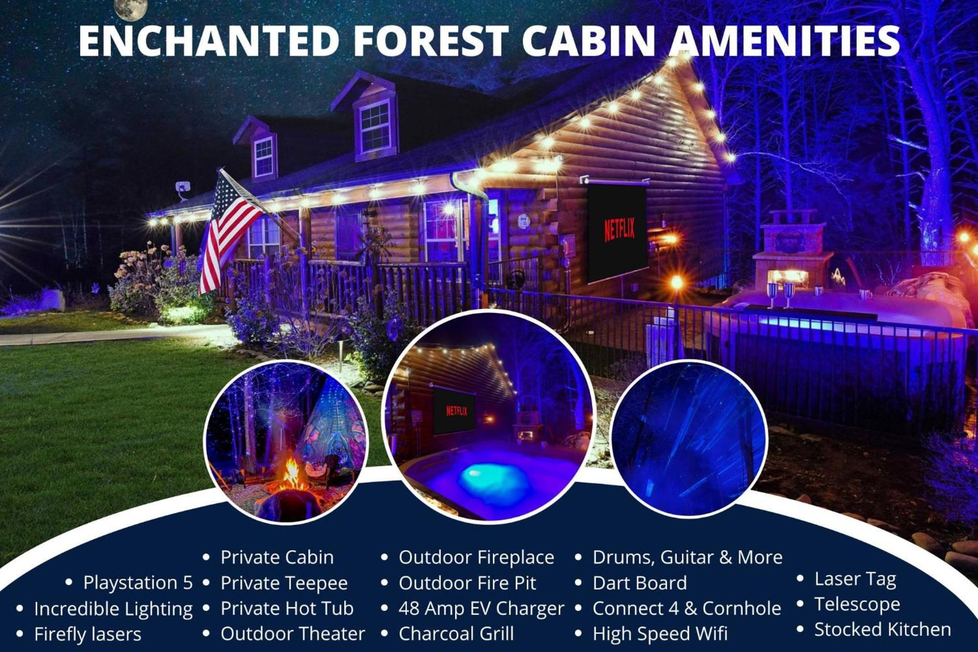 Enchanted Forest Cabin And Teepee! Lights & Laser Show! Private Hot Tub! Unique Stay! Sevierville Luaran gambar